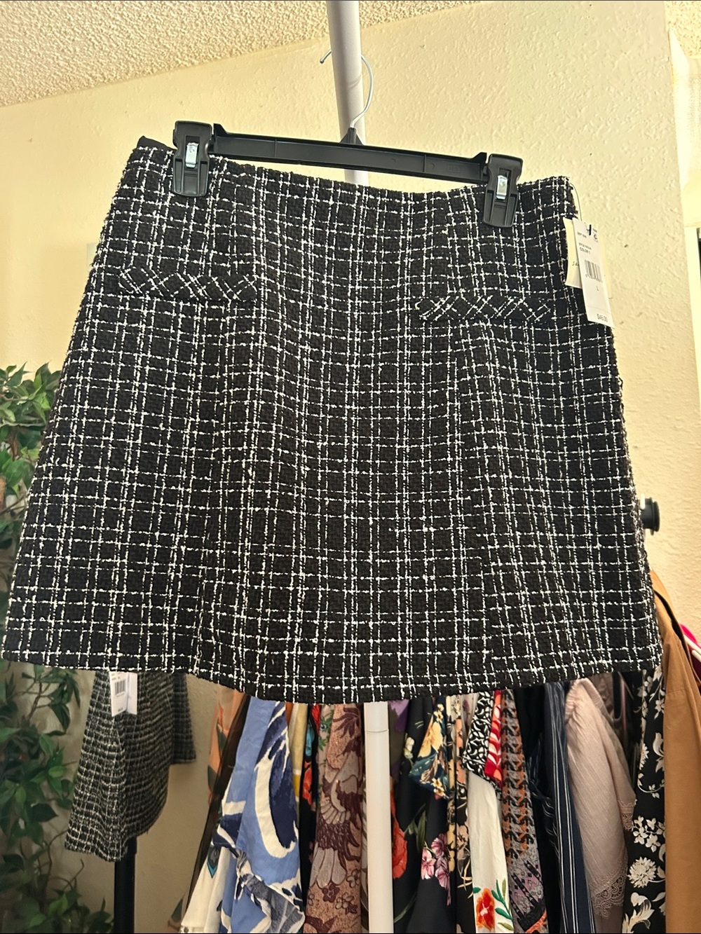 I.N. San Francisco Black and White Tweed Mini Skirt